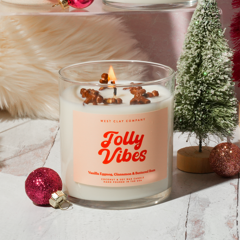 Jolly Vibes Candle - Festive Holiday Christmas Candles by West Clay Company - Jennie Dots
