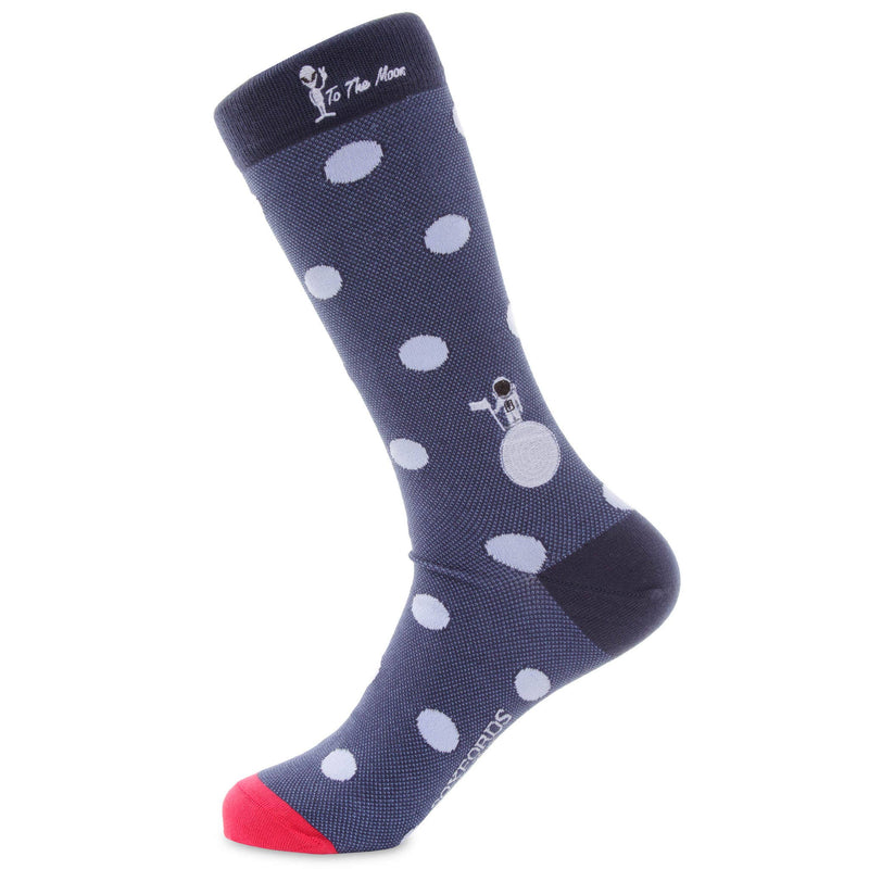Soxfords - "To The Moon" - Outer Space Themed Men's Pima Socks - Jennie Dots 
