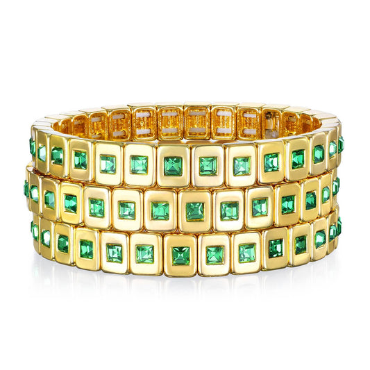 Amelia Rose Jewelry - Sparkle Tile Bracelet-Green