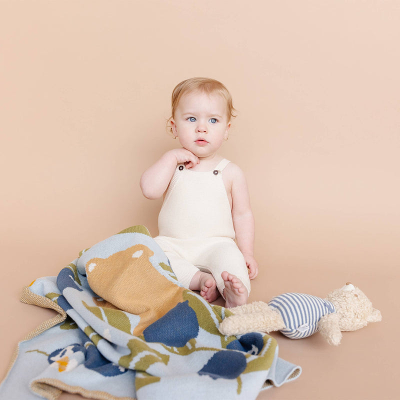 The Blueberry Hill - Set Blueberry Blanket Hat Teether Baby Newborn Shower Gift - Jennie Dots