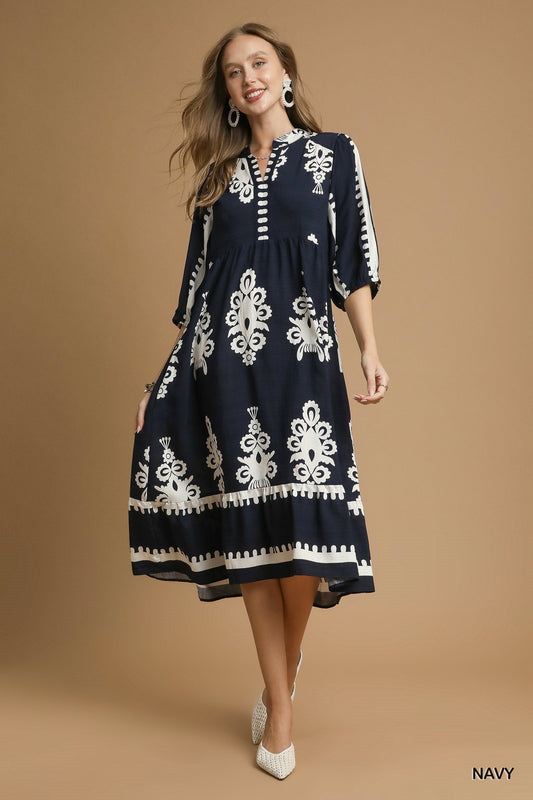 Desert Bloom Embroidered Midi Dress - Jennie Dots