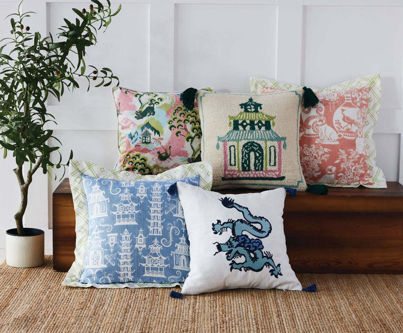 Dog Vase Rose Printed Pillow - Jennie Dots