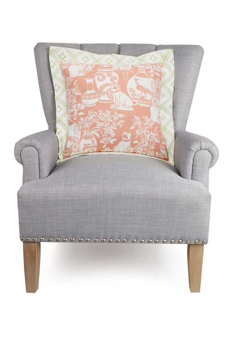 Dog Vase Rose Printed Pillow - Jennie Dots