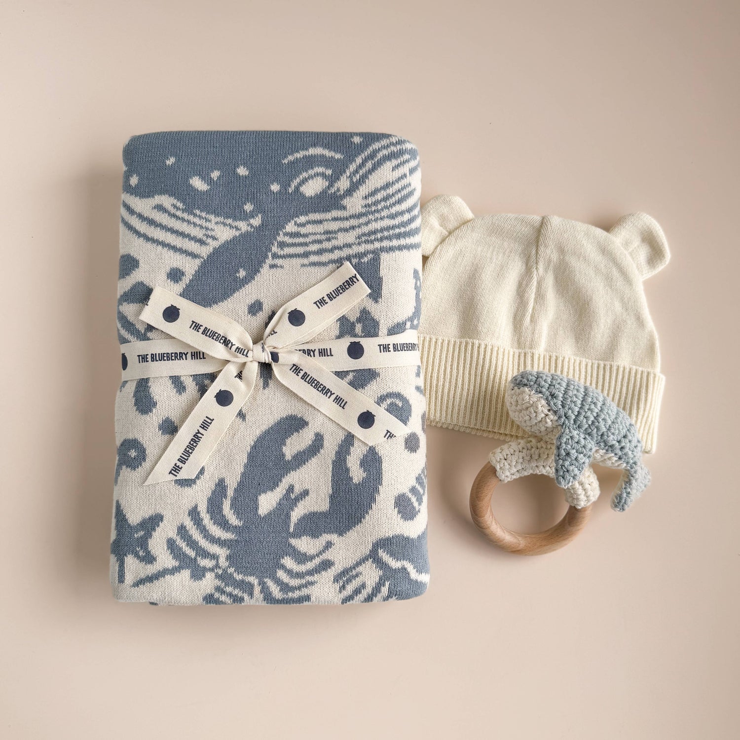 The Blueberry Hill - Set Nautical Blanket Whale Teether Cotton Hat Gift Summer - Jennie Dots