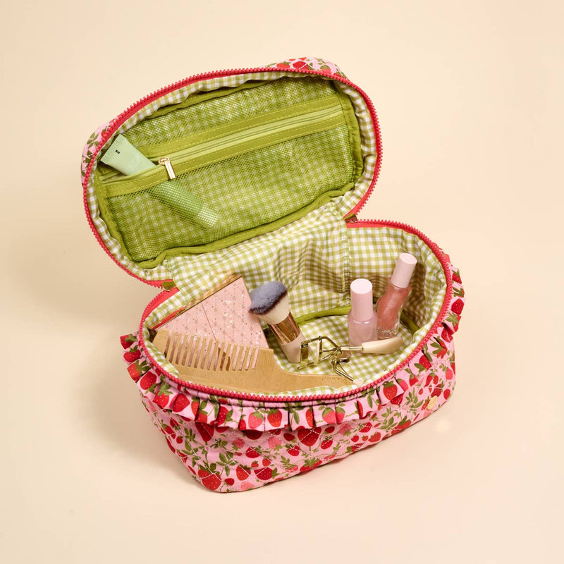 The Darling Effect - Glam & Go Quilted Cosmetic Bag-Strawberry Fields