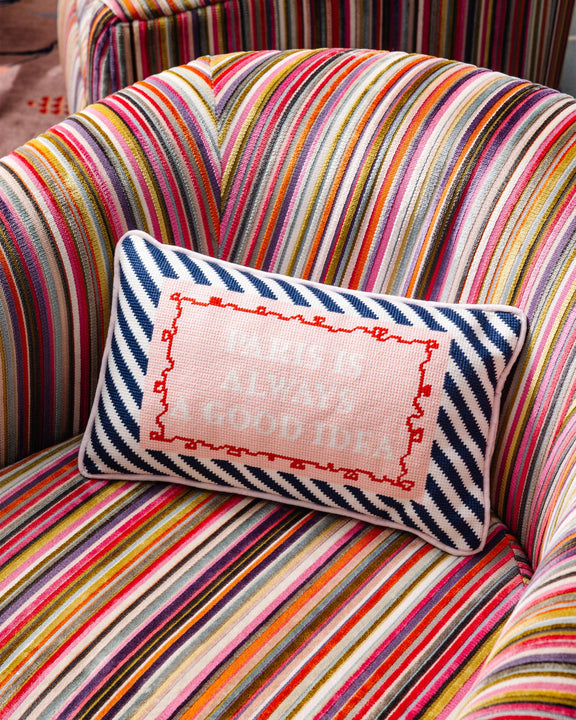 “Paris is always a good idea” Needlepoint Pillow - Jennie Dots 