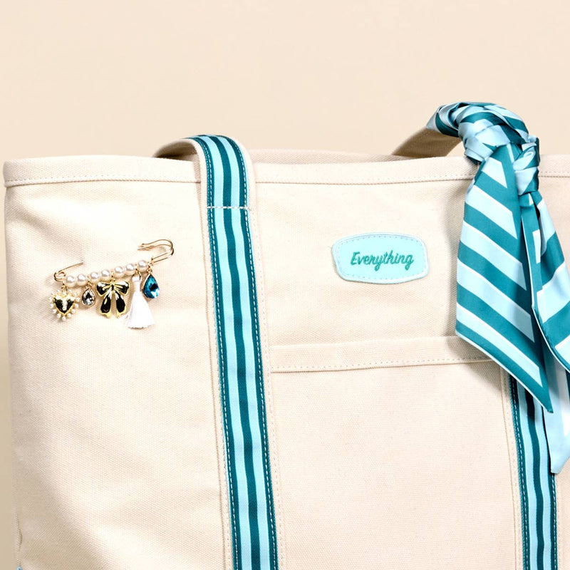 The Darling Effect - The Darling Canvas Tote Bag– Sicily Stripes Teal