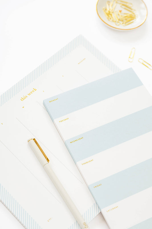 Sugar Paper - Blue Striped Weekly Notepad