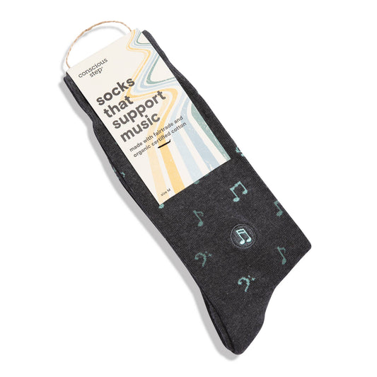 Socks that Support Music (Gray Music Notes) - Jennie Dots 