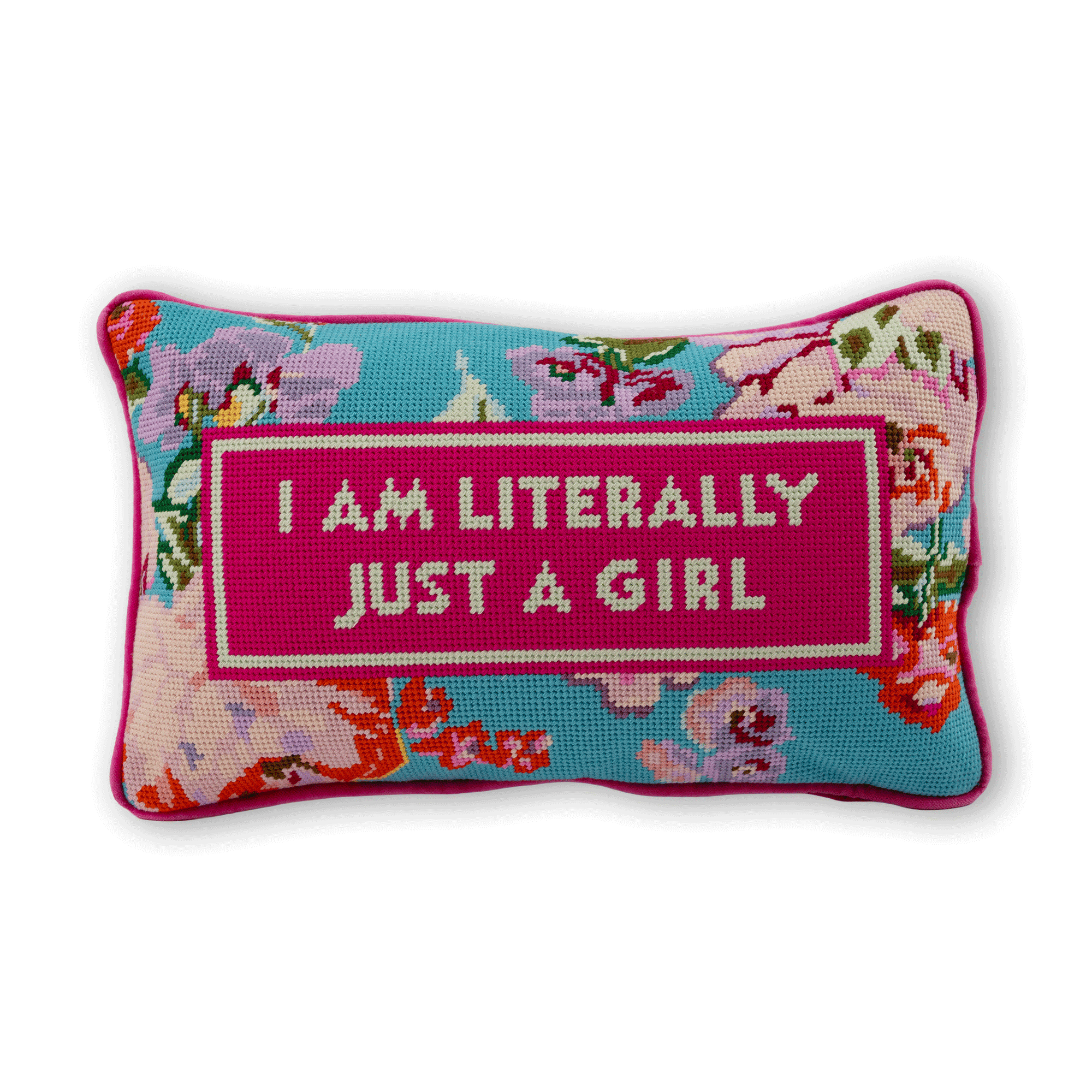 Furbish Studio - Just A Girl Needlepoint Pillow - Jennie Dots