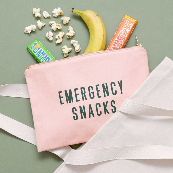 Emergency Snacks - Blush Pink Pouch Alphabet Bags - Jennie Dots