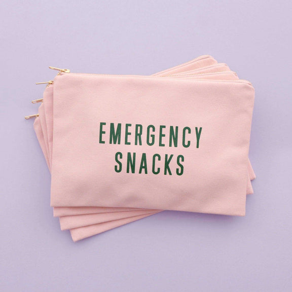 Emergency Snacks - Blush Pink Pouch Alphabet Bags - Jennie Dots