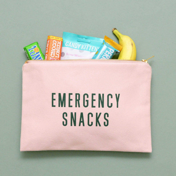 Emergency Snacks - Blush Pink Pouch Alphabet Bags - Jennie Dots