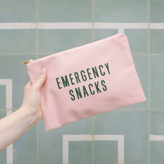 Emergency Snacks - Blush Pink Pouch Alphabet Bags - Jennie Dots