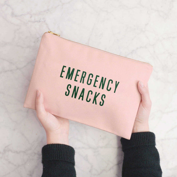 Emergency Snacks - Blush Pink Pouch Alphabet Bags - Jennie Dots