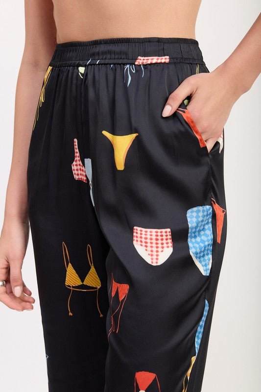 Emory Park PRINTED SATIN WIDE LEG PANTS - Jennie Dots