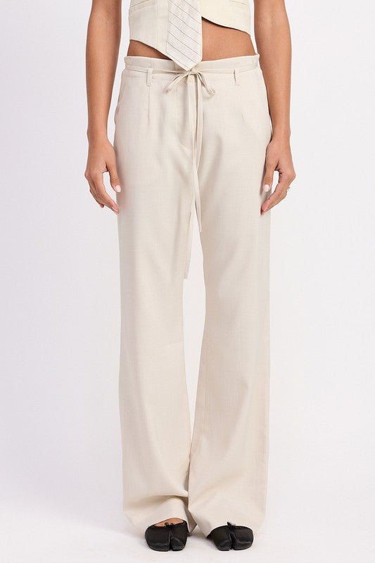 Emory Park WIDE LEG DRAWSTING TROUSERS WITH BELT LOOPS - Jennie Dots