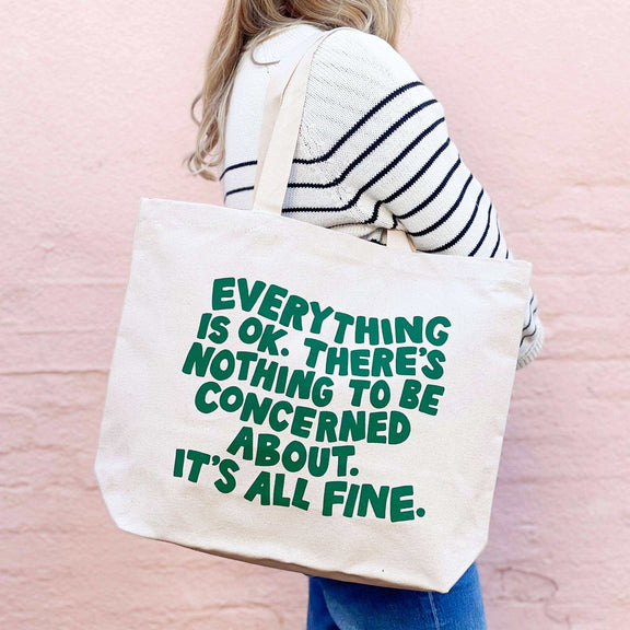 Everything is OK - Big Canvas Tote Bag by Alphabet Bags - Jennie Dots