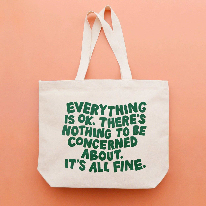 Everything is OK - Big Canvas Tote Bag by Alphabet Bags - Jennie Dots