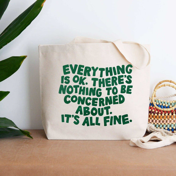 Everything is OK - Big Canvas Tote Bag by Alphabet Bags - Jennie Dots