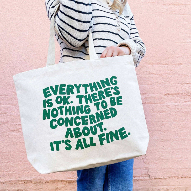 Everything is OK - Big Canvas Tote Bag by Alphabet Bags - Jennie Dots