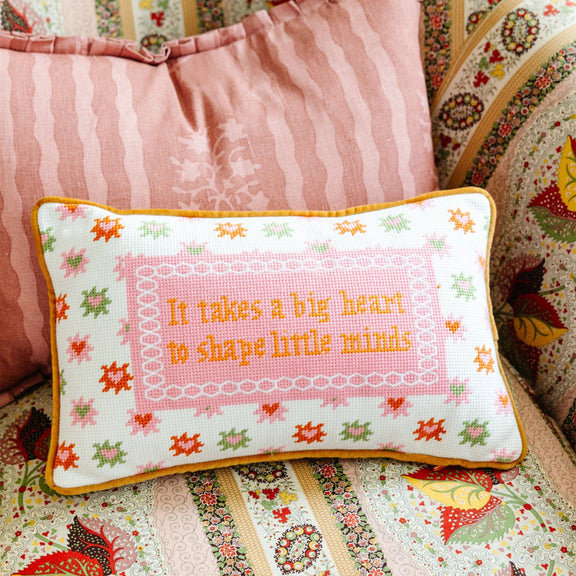 Big Heart Needlepoint Pillow - Jennie Dots 