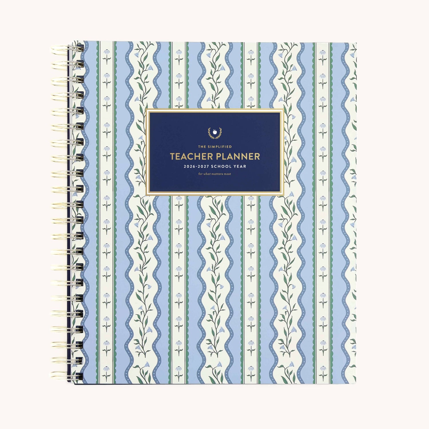Simplified by Emily Ley - 2026-2027 Softcover Simplified Teacher Planner - Floral Stripe - Jennie Dots