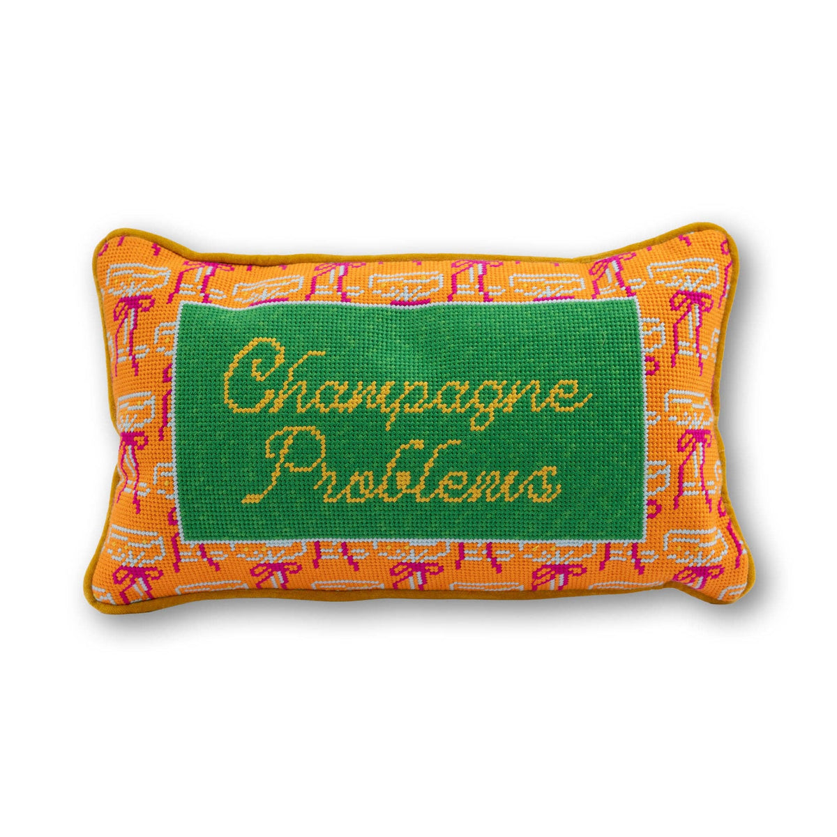 Furbish Studio - Champagne Problems Needlepoint Pillow