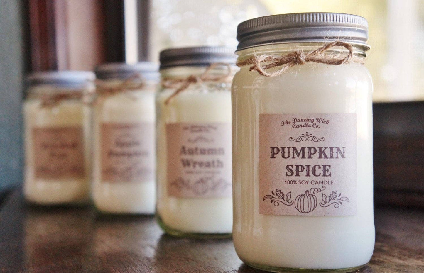 Fall Mason Jar Candle - Autumn Walk - Jennie Dots