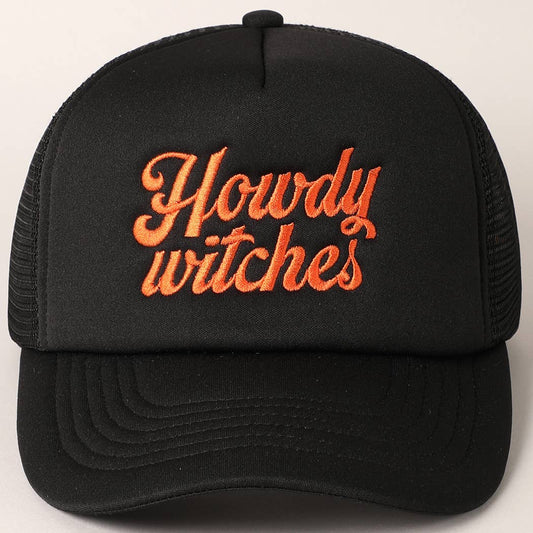 Fashion City - Howdy Witches Embroidered Mesh Back Trucker Hat - Jennie Dots