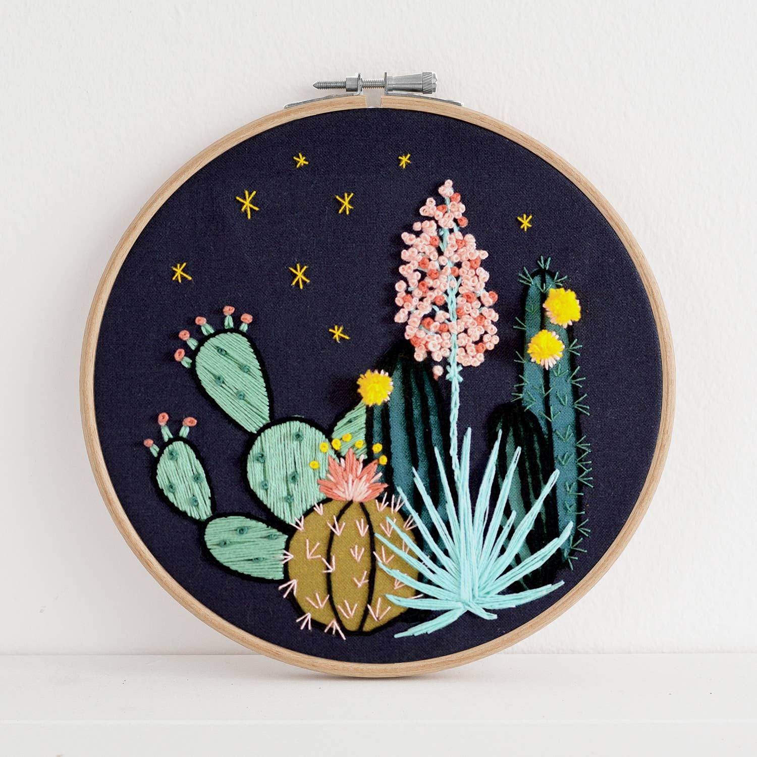 Antiquaria - Night Cactus Premium Embroidery Kit, 6 inch