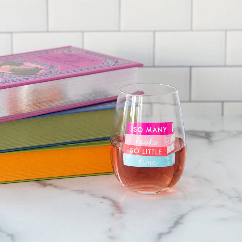 Jollity & Co. + Daydream Society - Book Club "So Many Books So Little Time" Wine Glass