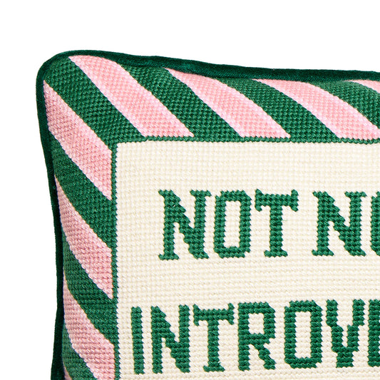 Not Now I'm Introverting Embroidered Pillow - Jennie Dots 