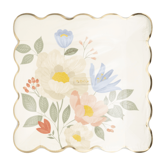 Floral Corner Plate - Jennie Dots