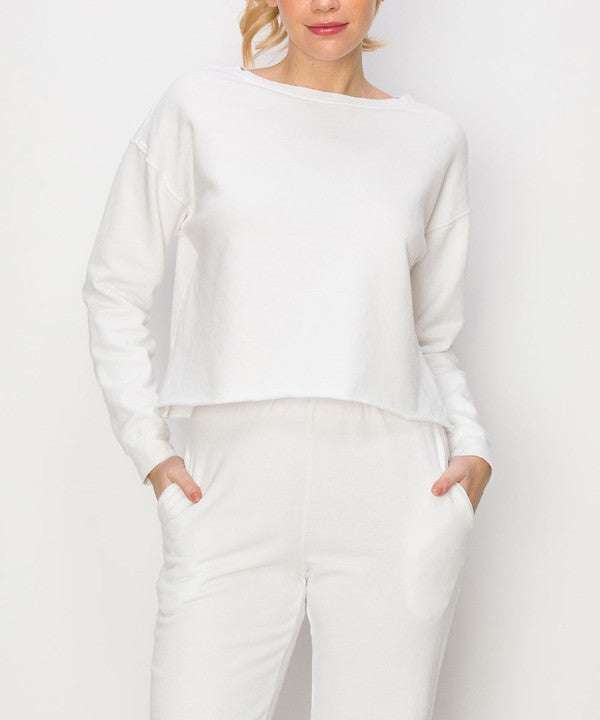 French Terry Garment Dye Long Sleeve Top - Jennie Dots
