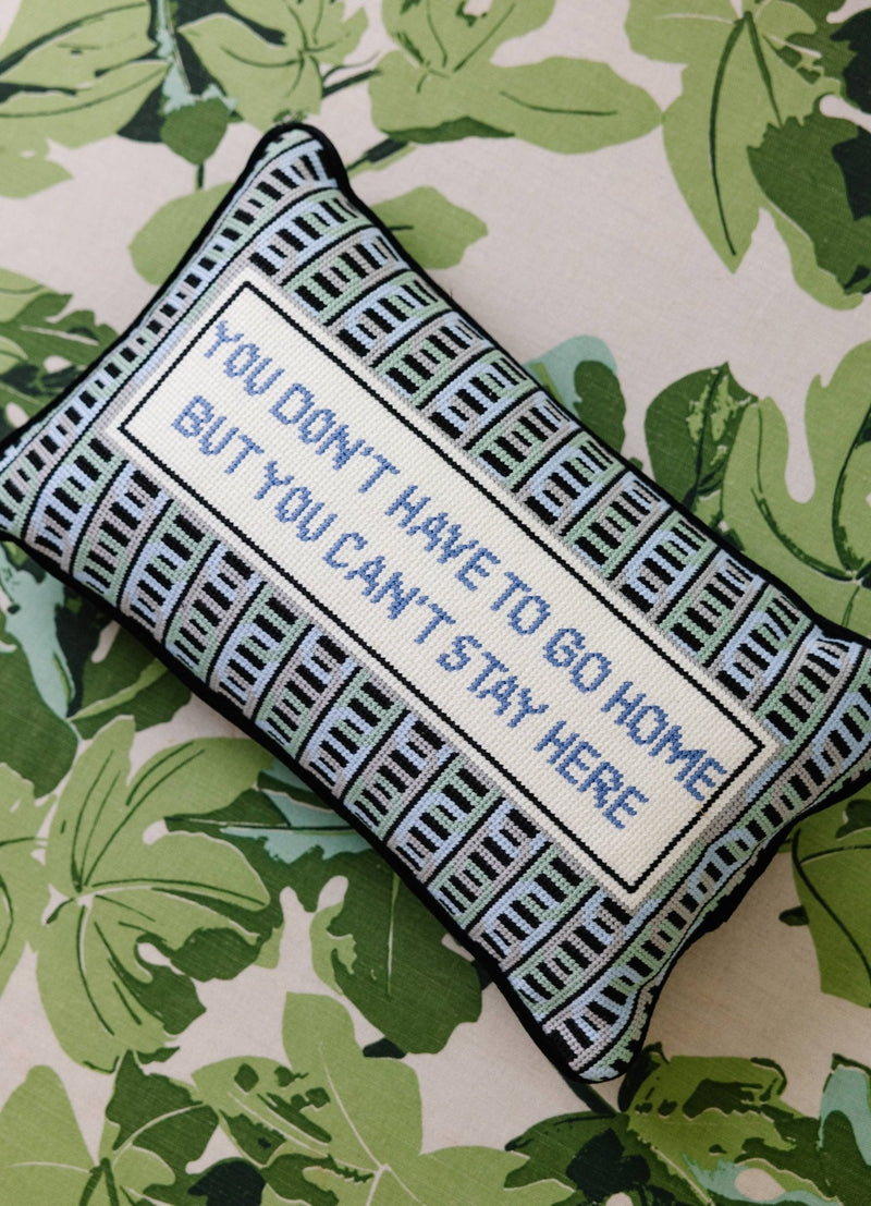 Furbish Studio - Can't Stay Here Needlepoint Pillow - Jennie Dots