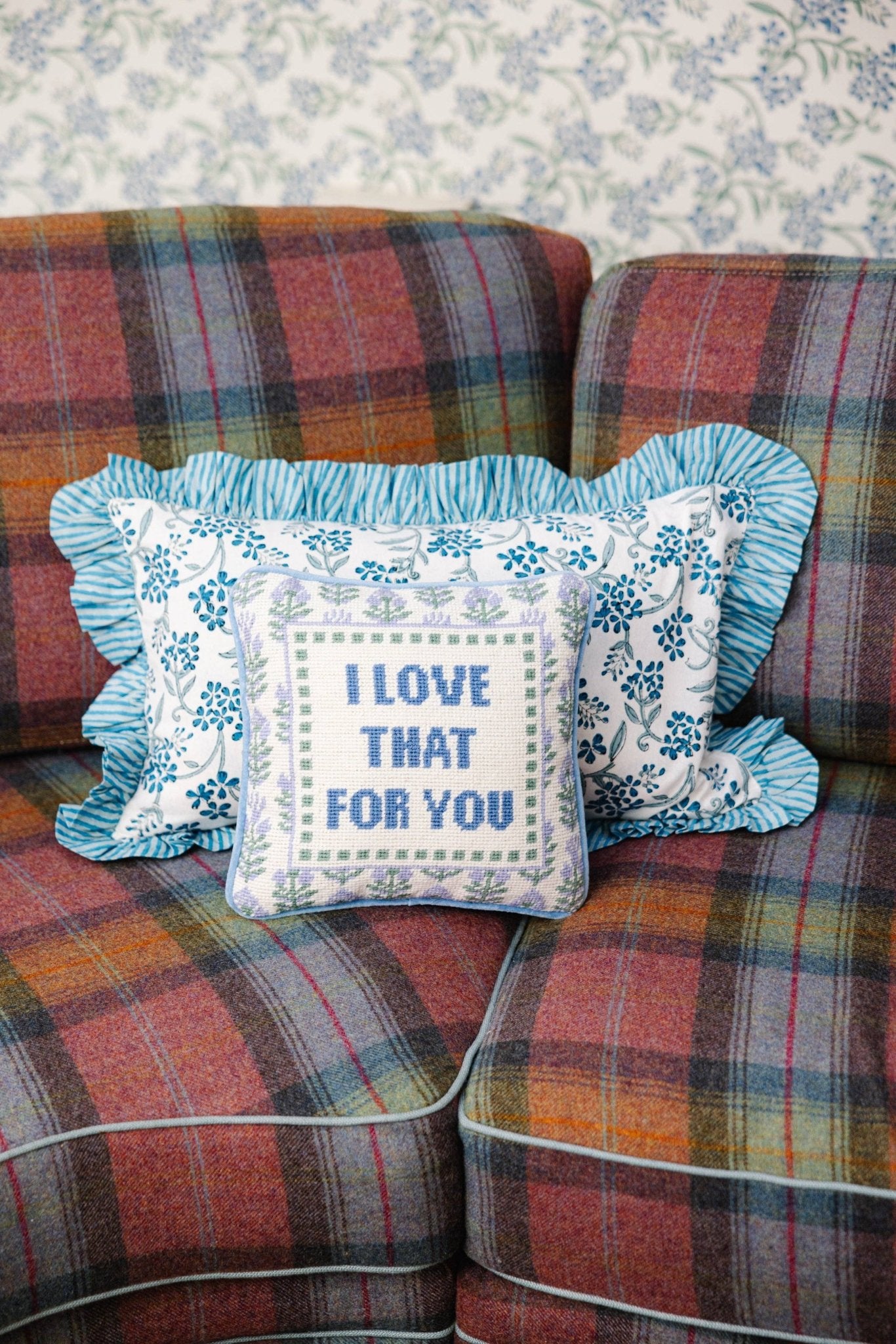 Furbish Studio - Love That for You Needlepoint Pillow - Jennie Dots