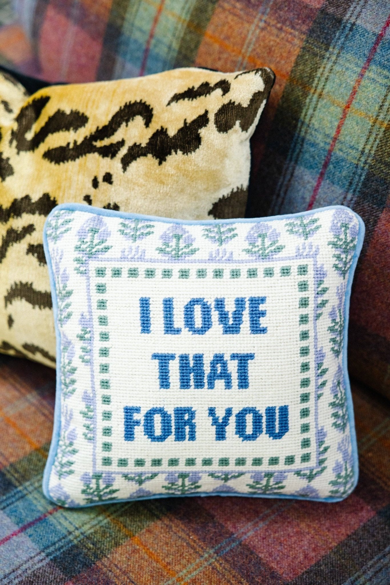 Furbish Studio - Love That for You Needlepoint Pillow - Jennie Dots