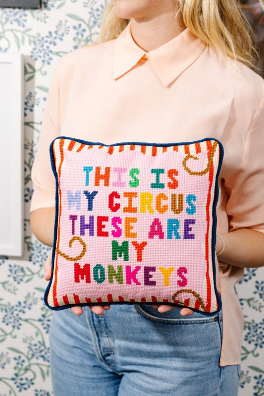 Furbish Studio - My Circus Needlepoint Pillow - Jennie Dots