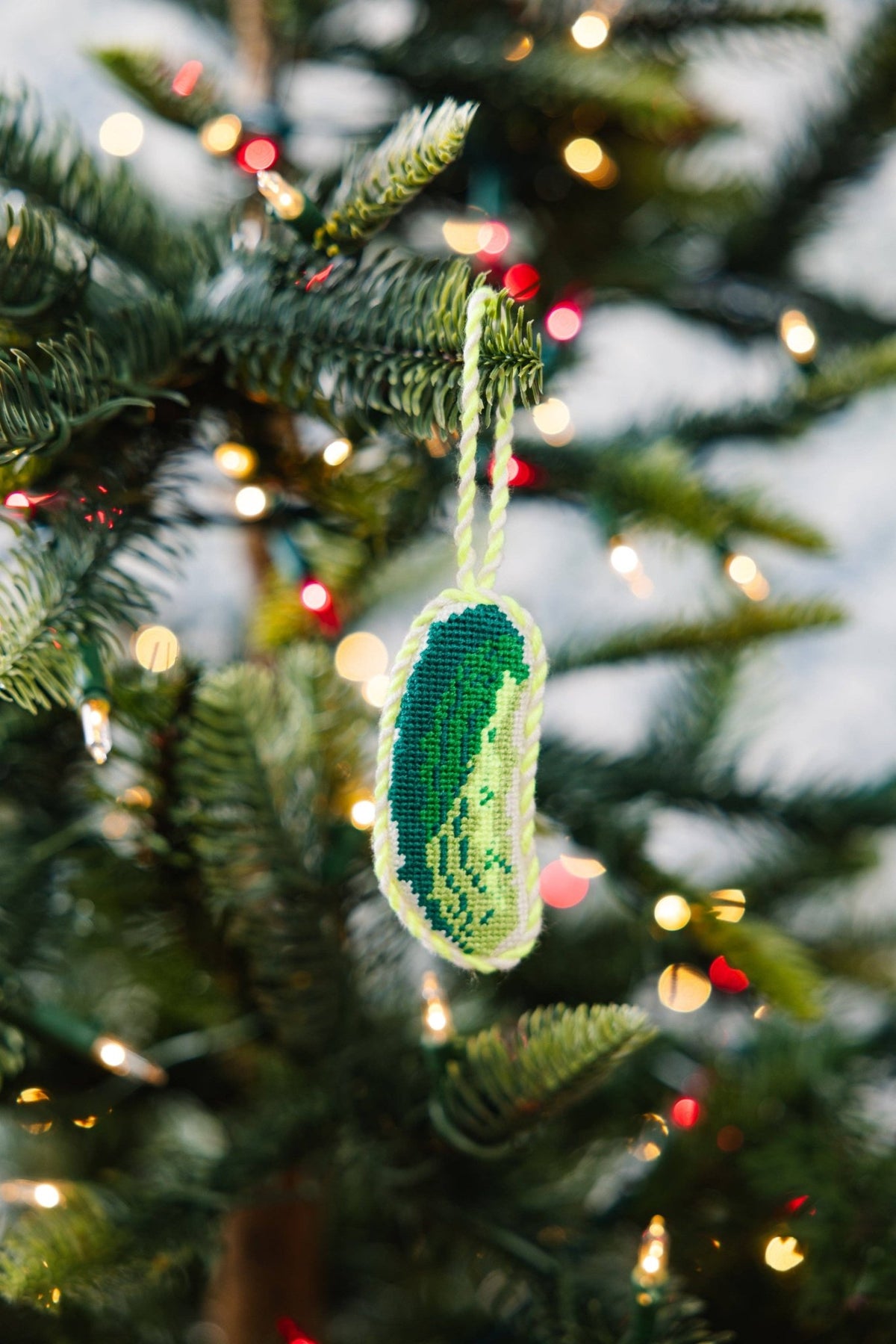Furbish Studio - Needlepoint Icon Ornament - Pickle - Jennie Dots