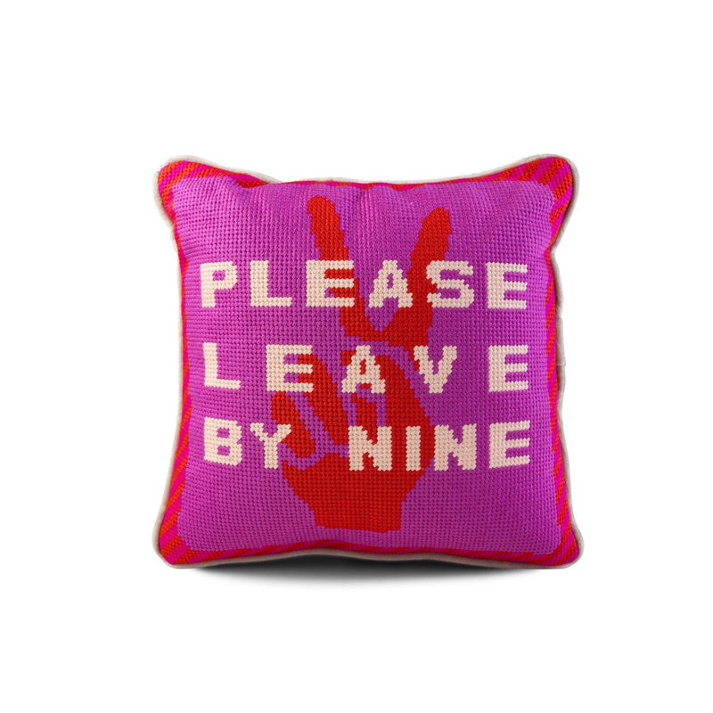 Furbish Studio - Please Leave by Nine Needlepoint Pillow - Jennie Dots