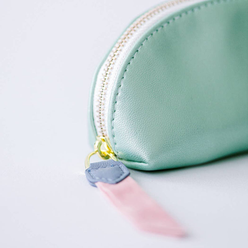 Good Juju Ink - Luxe Slim Pencil Pouch - Metallic Seafoam Green - Jennie Dots