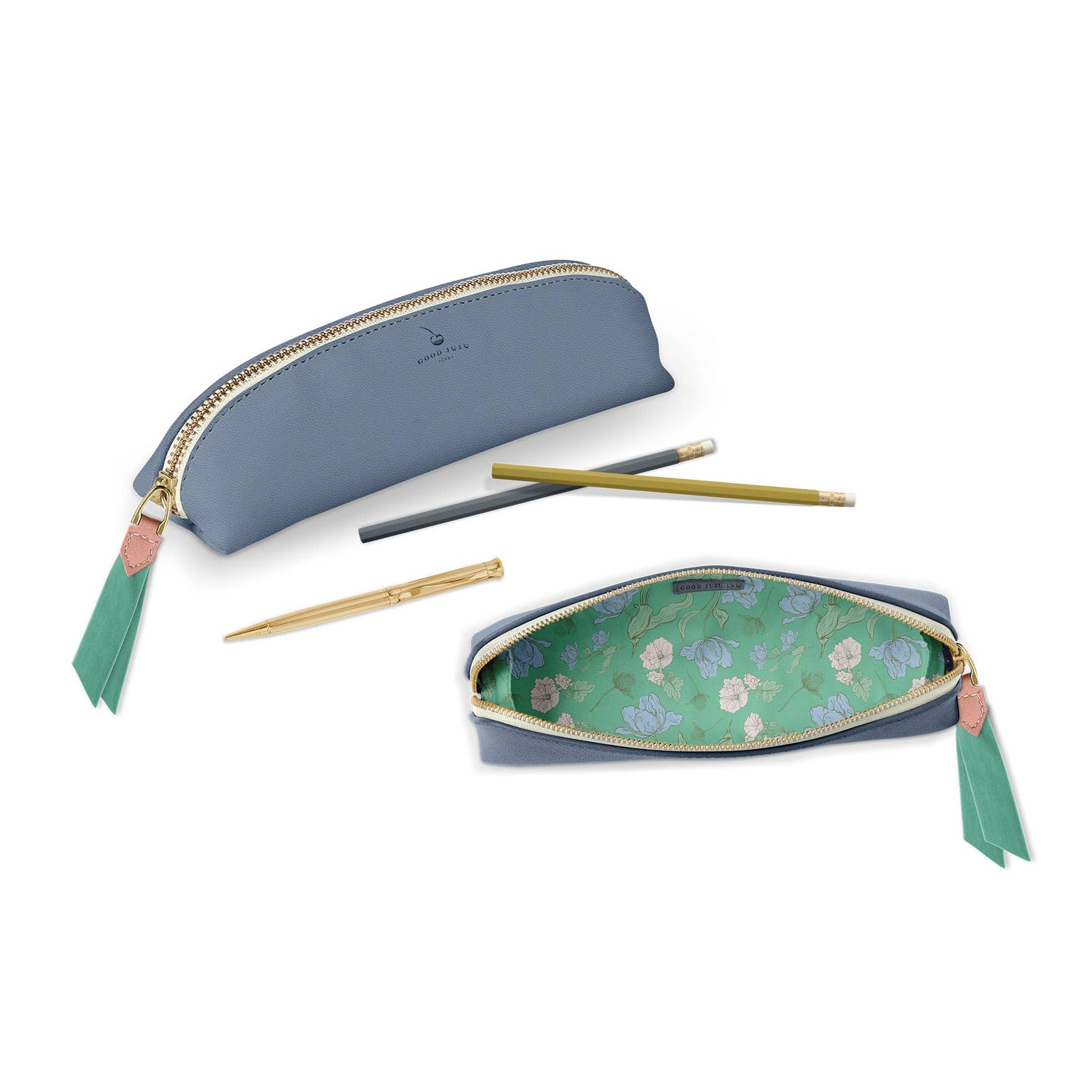 Good Juju Ink - Luxe Slim Pencil Pouch - Periwinkle - Jennie Dots