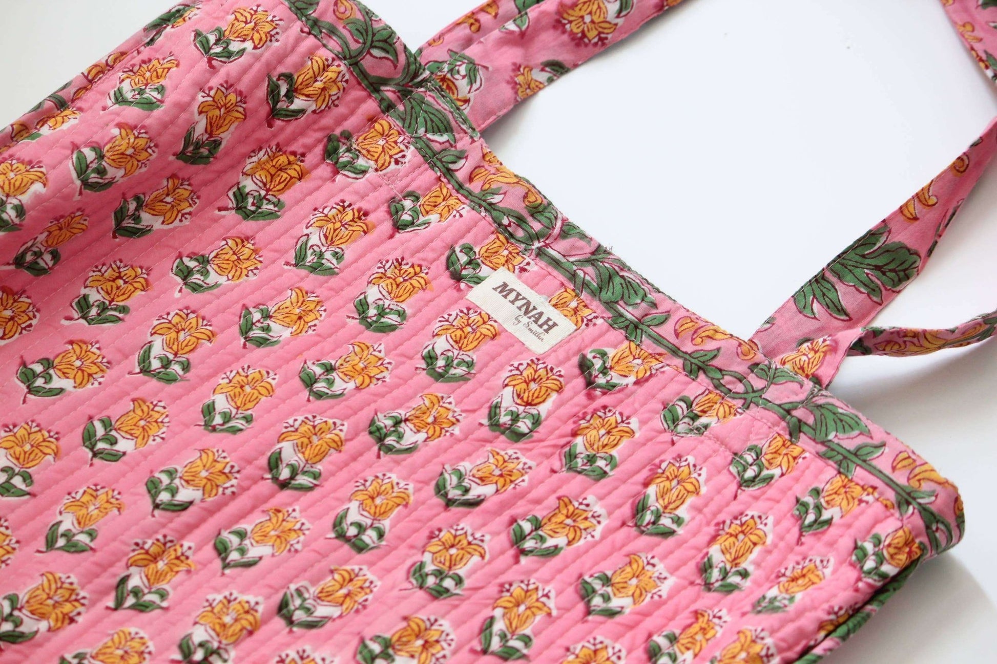 Handmade Bubblegum Forest Floral Print Reversible tote Bag - Jennie Dots