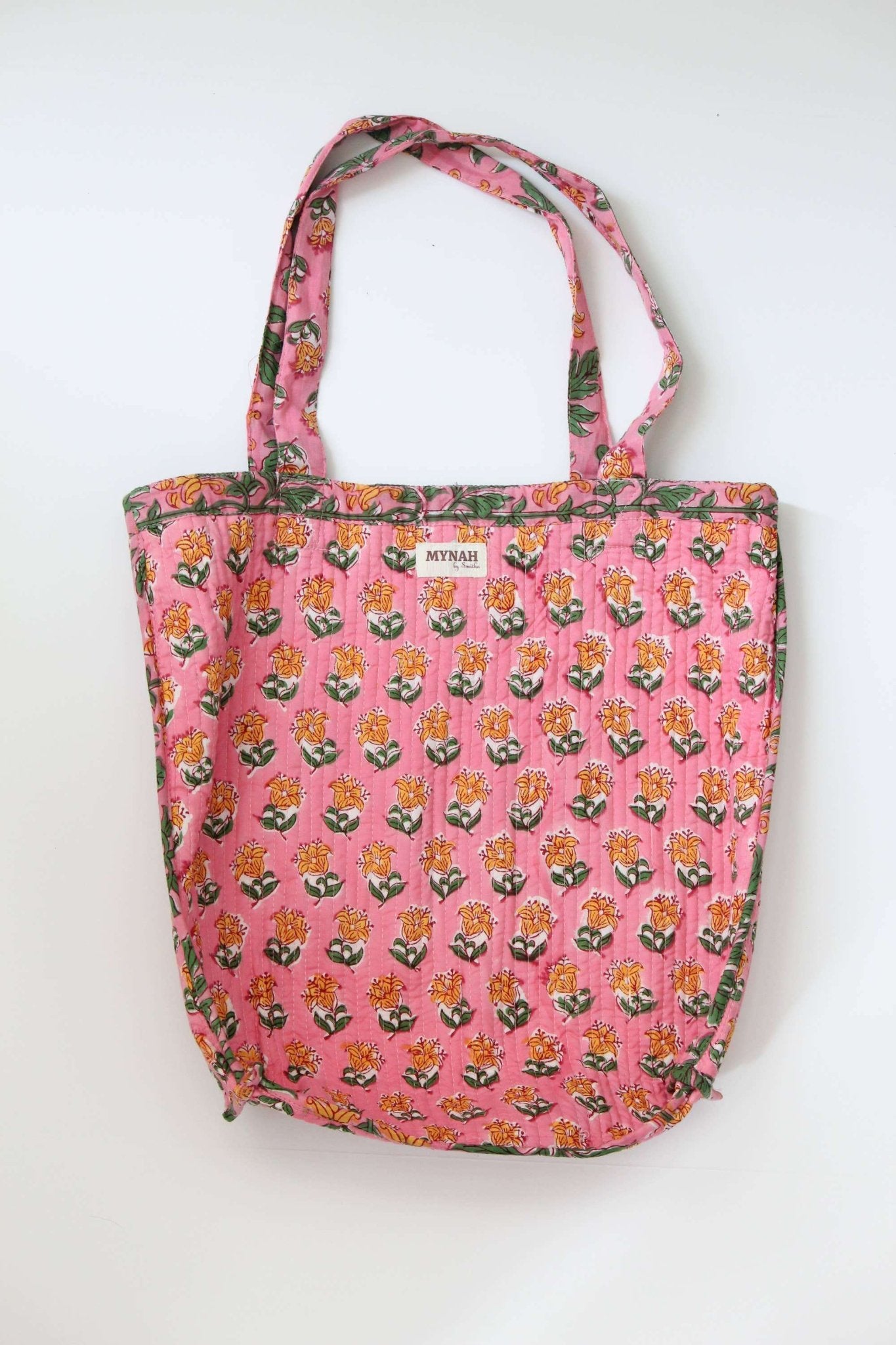 Handmade Bubblegum Forest Floral Print Reversible tote Bag - Jennie Dots