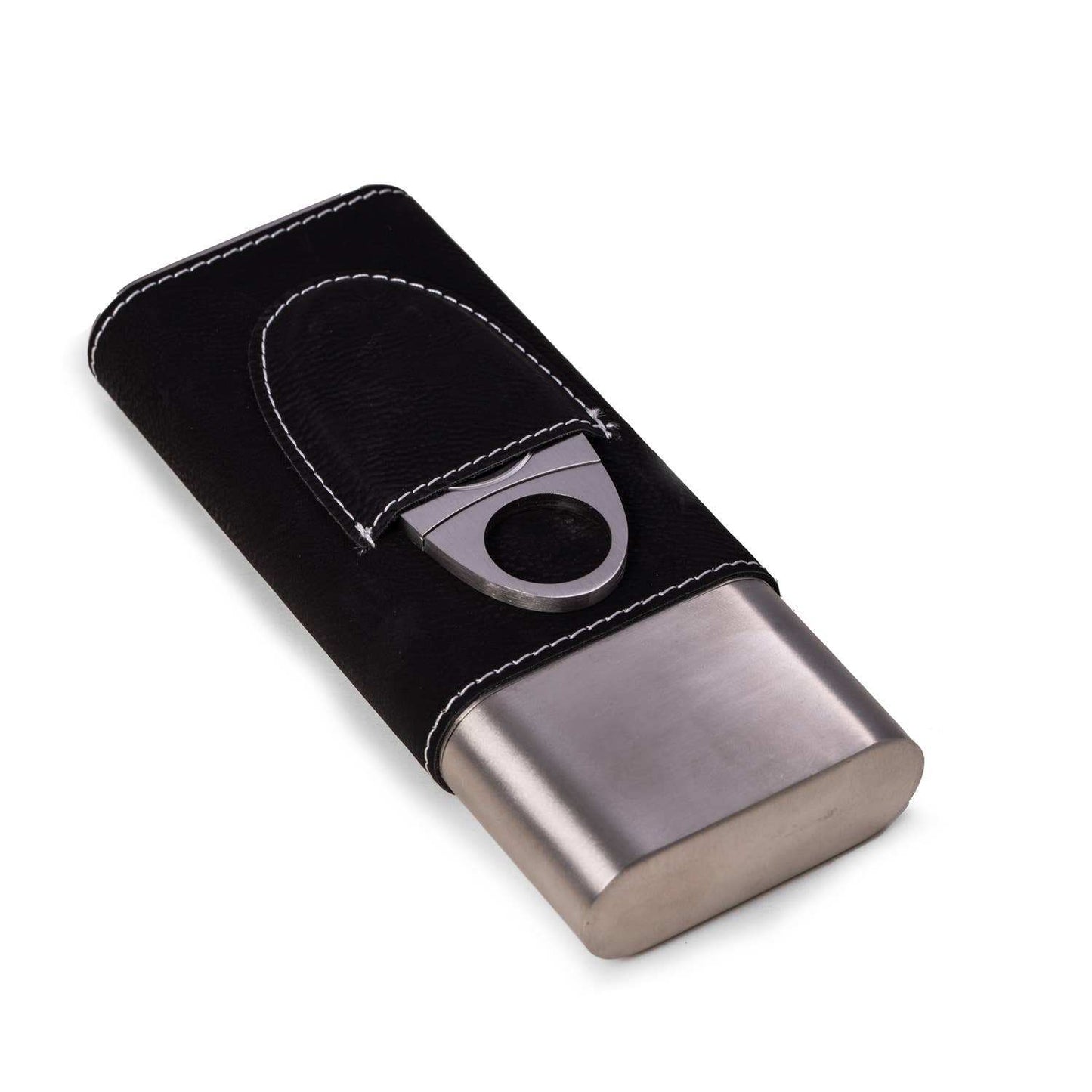 Harrison Leather and Steel Cigar Case with Cutter - Jennie Dots