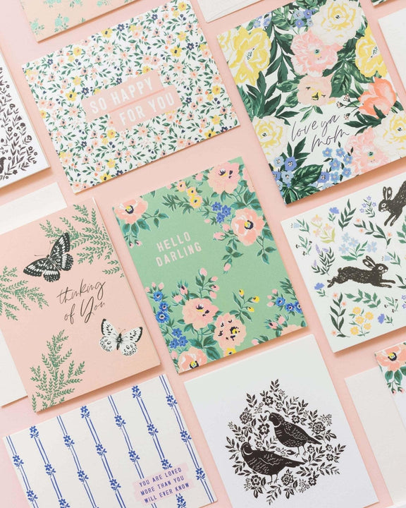 Hello Darling sweet rose floral card with matching envelope.