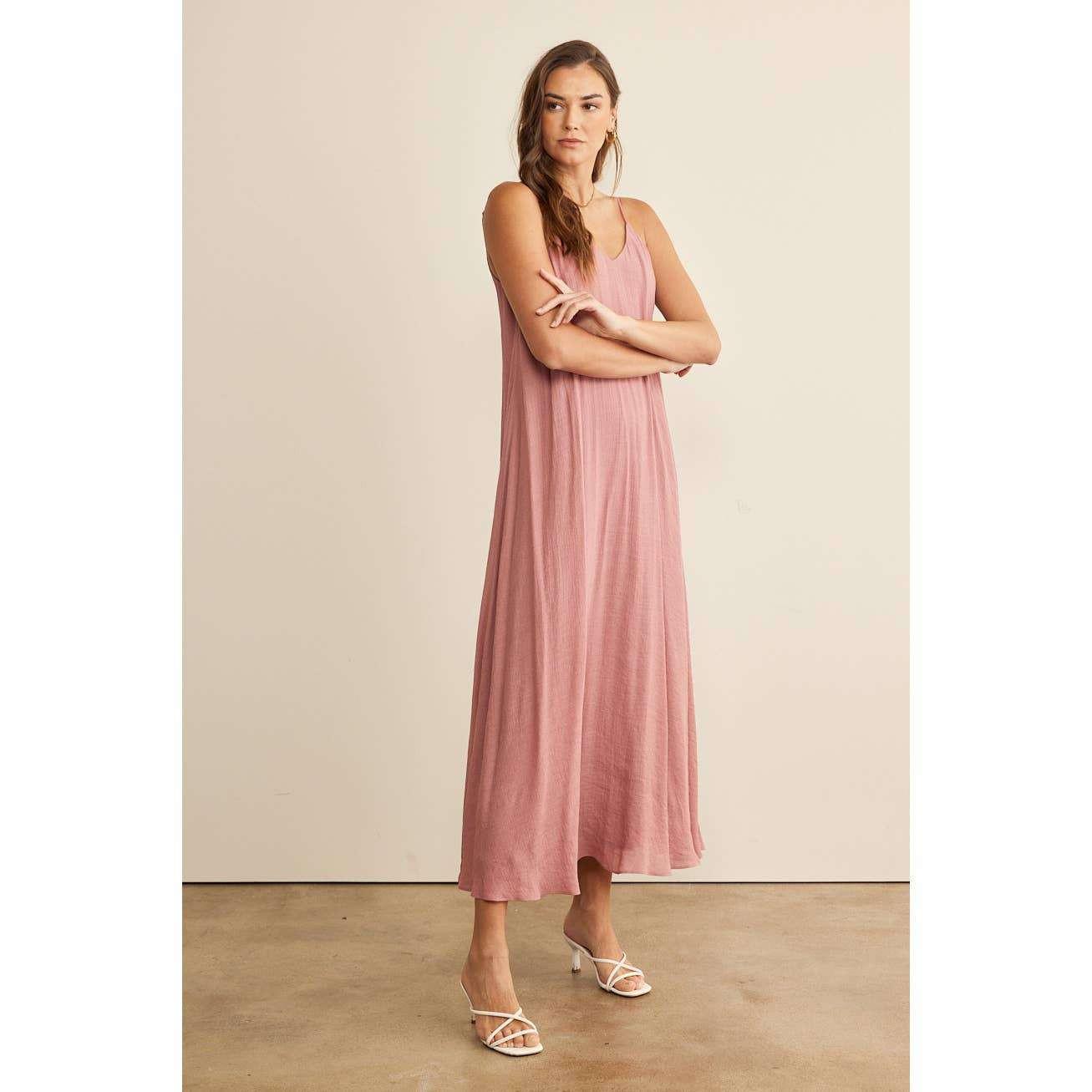 in February Flowy Maxi Dress - Comfy & Stylish V-Neck Design, Mauve / L in February Flowy Maxi Dress - Comfy & Stylish V-Neck Design, Mauve / L