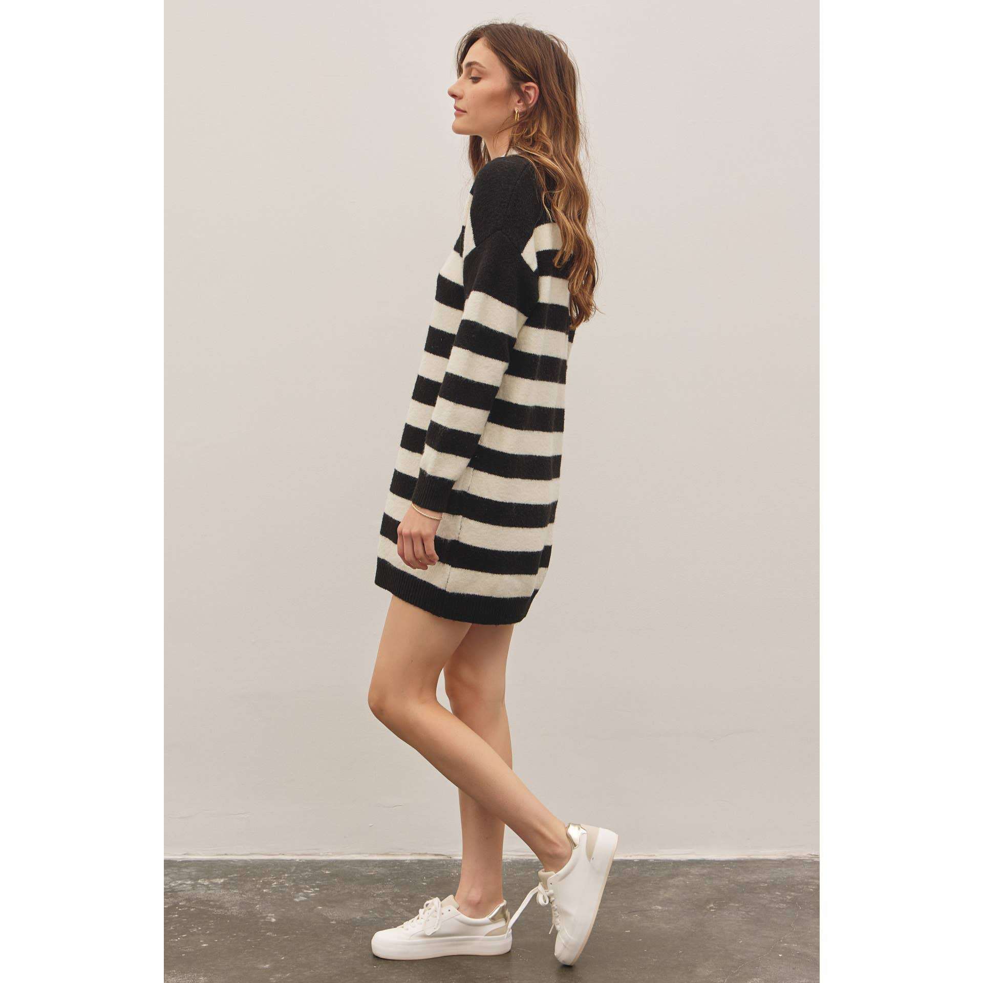 In February Mixed Media Soft Sweater Dress - Jennie Dots
