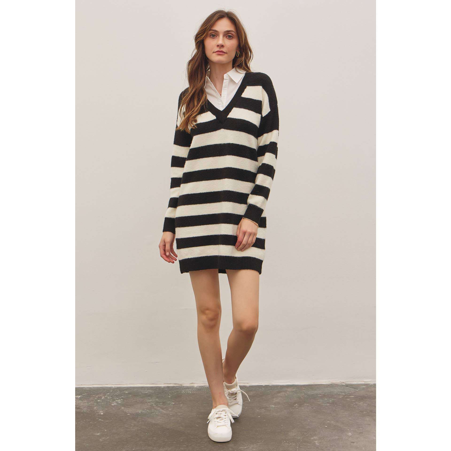 In February Mixed Media Soft Sweater Dress - Jennie Dots